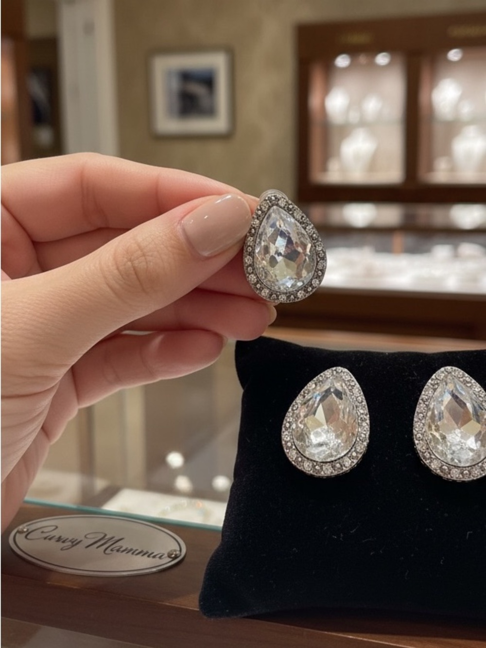 Vintage estate sale Clear Teardrop Earrings